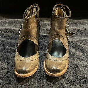 Brown Studded Women's Ankle Boots